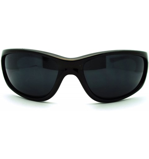 Oval Oval Rectangular Sunglasses Men's Wrap Around Biker Cross - Black - CK11N4BVLE3 $11.75