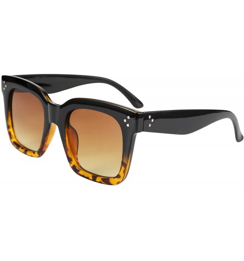 Round Vintage Women Butterfly Sunglasses Designer Luxury Square Gradient Sun Glasses Shades B2486 - Black-leopard - CY18R3Z5L...