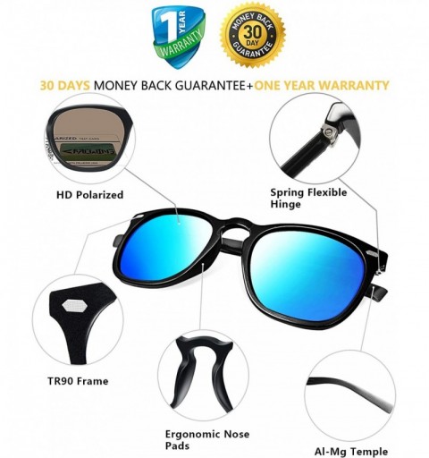 Square Polarized Protection Sunglasses - Black Frame/Blue Lens - CI194R4LKL4 $12.04