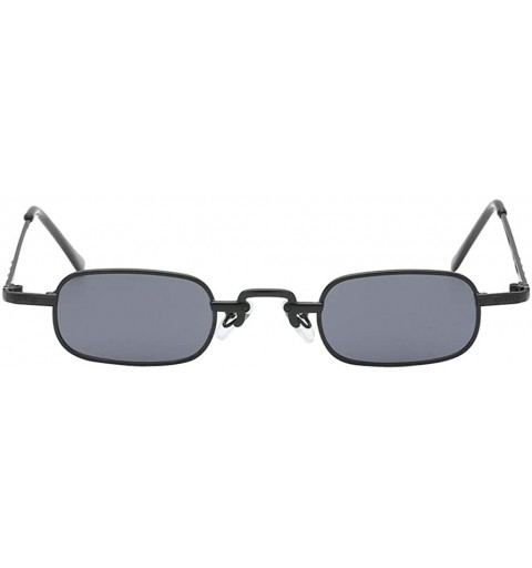 Square Vintage Small Square Punk Sunglass Metal Rectangle Sunglass - Black Frame Grey Lens - C418ADLIYIT $10.60