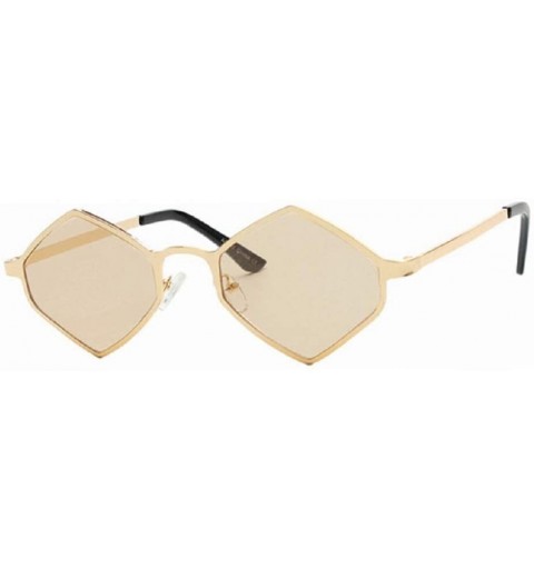 Goggle Fashion Polygon Sunglasses Small Metal Frame Delicate Temple Women - H - CY18SEC2OL7 $15.09