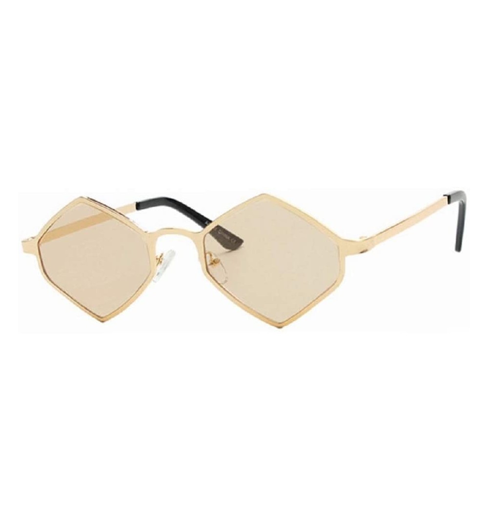 Goggle Fashion Polygon Sunglasses Small Metal Frame Delicate Temple Women - H - CY18SEC2OL7 $7.74