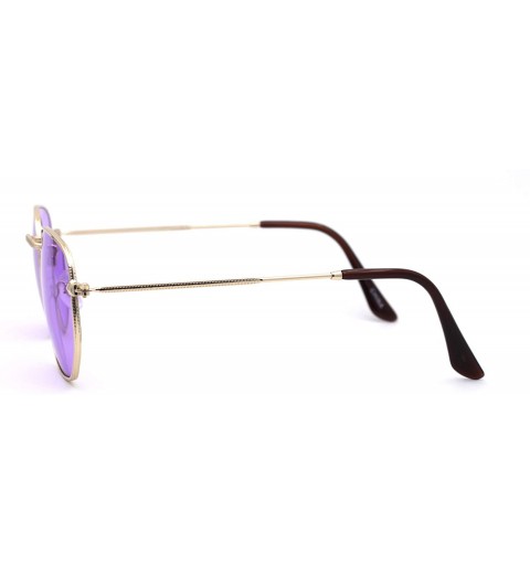 Square Mens Hippie Groovy Pop Color Lens Metal Rim Rectangular Sunglasses - Gold Purple - C4193MT9YMD $11.50