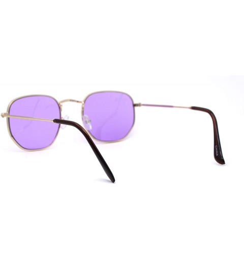 Square Mens Hippie Groovy Pop Color Lens Metal Rim Rectangular Sunglasses - Gold Purple - C4193MT9YMD $11.50