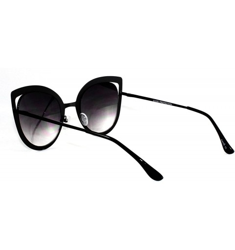 Cat Eye Cat Eye Thin Plate Designer Fashion Sunglasses - Black - CS18854NYZZ $11.29
