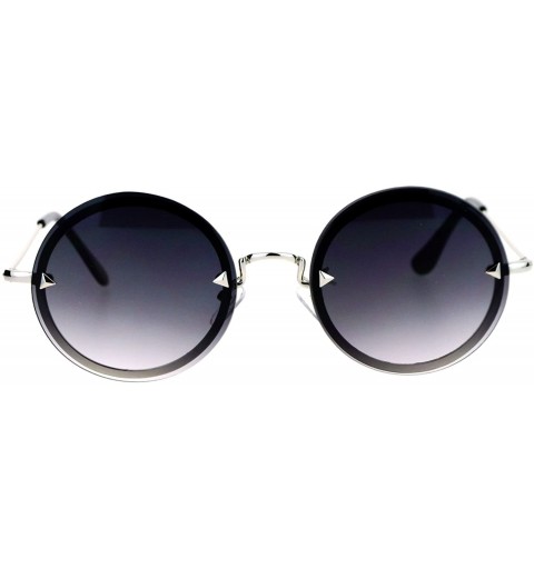 Oval Flat Lens Rimless Luxury Round Oval Retro Hippie Sunglasses - Silver Smoke - C512KRWRVUJ $25.30