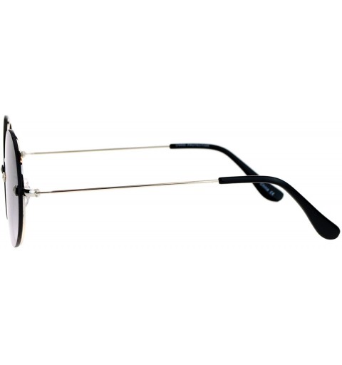 Oval Flat Lens Rimless Luxury Round Oval Retro Hippie Sunglasses - Silver Smoke - C512KRWRVUJ $14.23