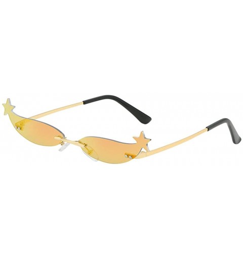 Round Unisex Vintage Rimless Slim Narrow Small Sunglasses Mirrored Lens Trending Hippie Sun Glasses Eyewear - D - CW199I22IQO...