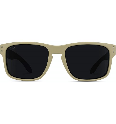 Semi-rimless Premium Polarized Mirror Lens Classic Square Style Sunglasses - Matte Desert Sand /Black Lens - CY19D2YW9LE $17.99