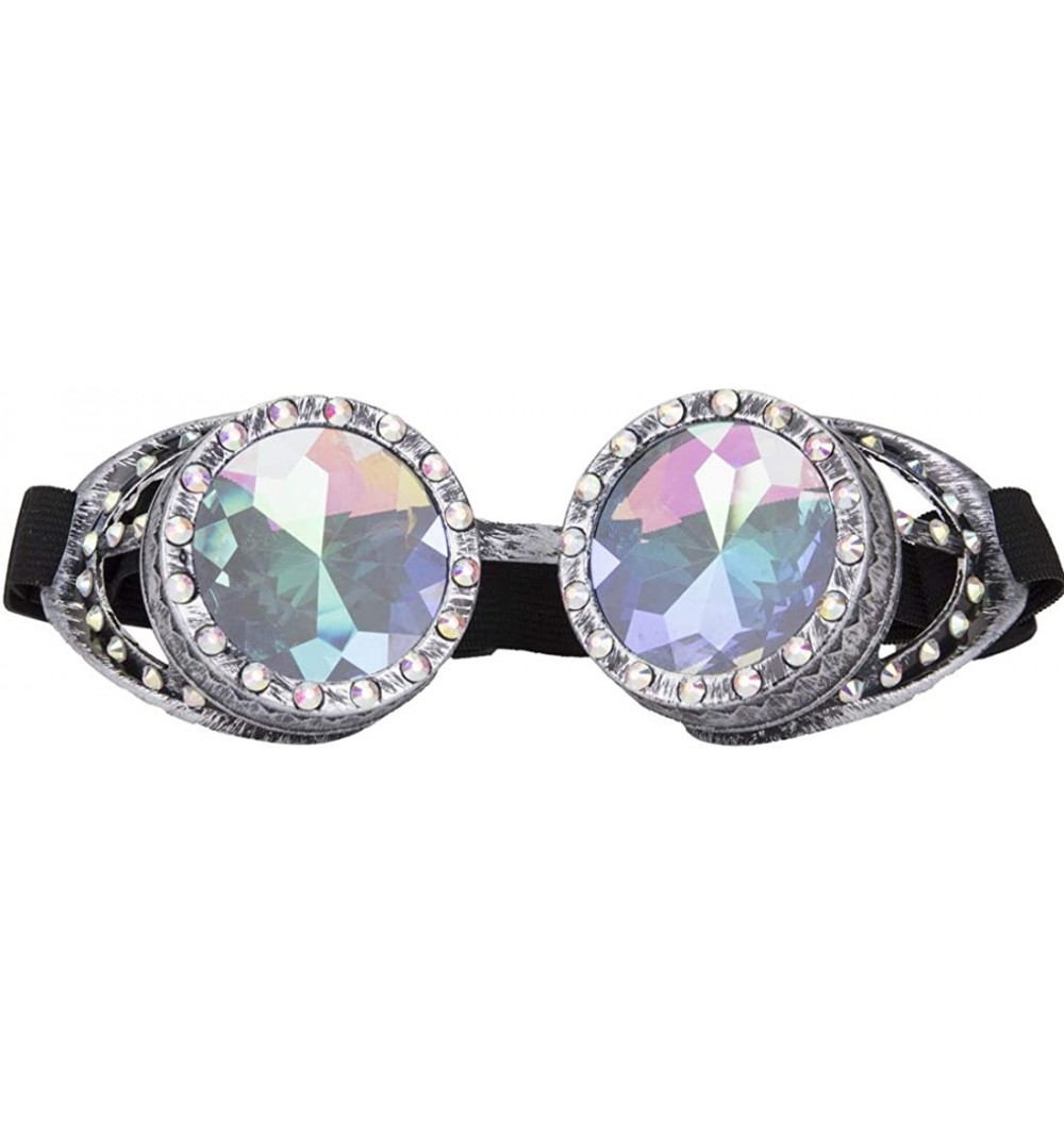 Goggle Rainbow Prism Kaleidoscope Glasses Victorian Style Steampunk Goggles - Old Silver - CT18SAUECO7 $11.24