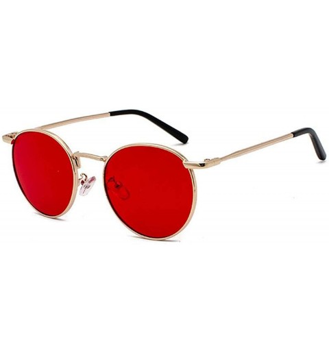Square Fashion Clear Lens Metal Frame Sunglasses Retro Woman Yellow Red Sun Glasses Round Gold UV400 Birthday Gift - T2 - CB1...