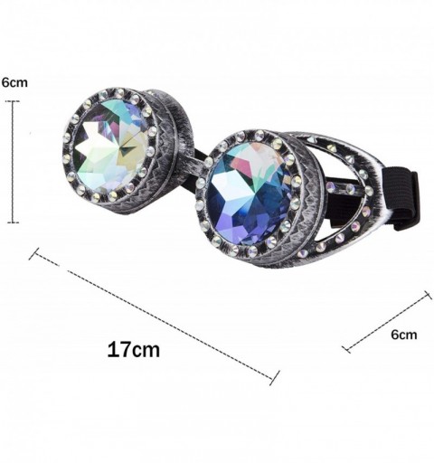 Goggle Rainbow Prism Kaleidoscope Glasses Victorian Style Steampunk Goggles - Old Silver - CT18SAUECO7 $11.24
