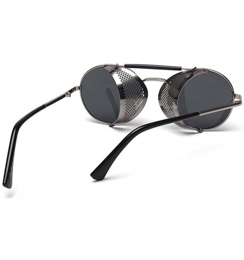 Goggle Sunglasses Side Shield Steampunk Vintage Cool UV Protection Round Glasses For Women&Men - C3 - CE12LWU8V0J $20.02