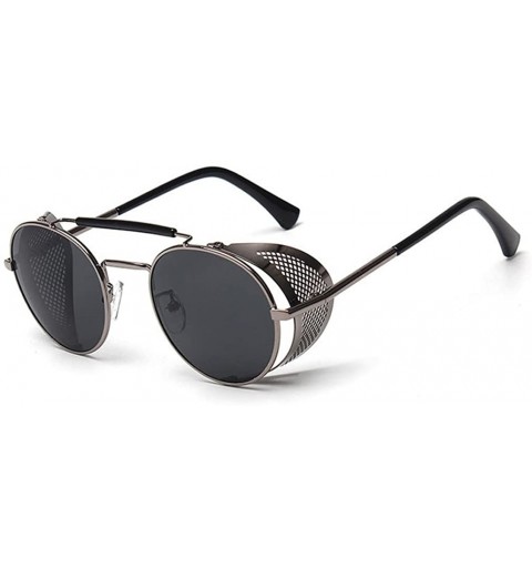 Goggle Sunglasses Side Shield Steampunk Vintage Cool UV Protection Round Glasses For Women&Men - C3 - CE12LWU8V0J $20.02