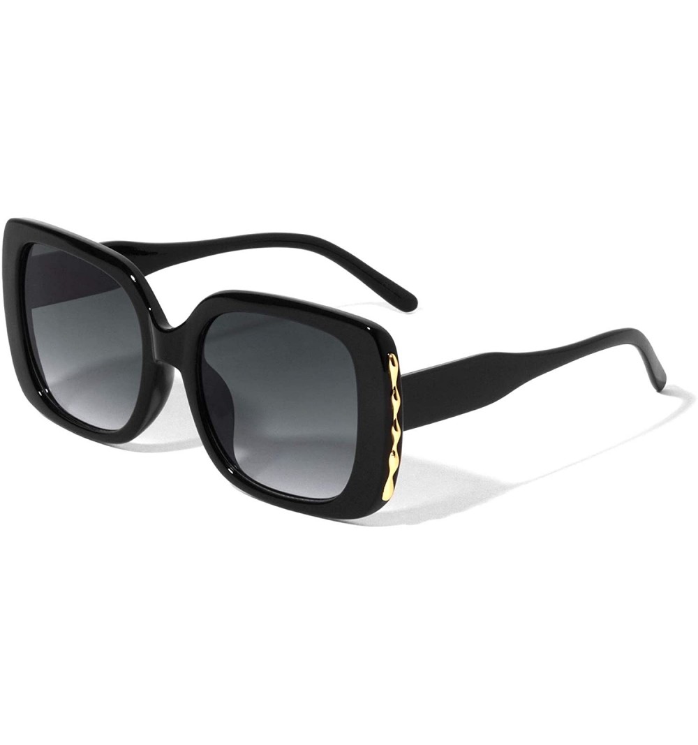 Square Oversized Round Square Butterfly Sunglasses - Smoke - C61972GIE5T $12.46