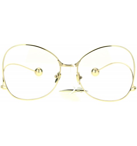Butterfly Womens Metal Rim Drop Temple Swan Oversize Clear Lens Eye Glasses - Gold - CT17Z7KT6IG $13.93