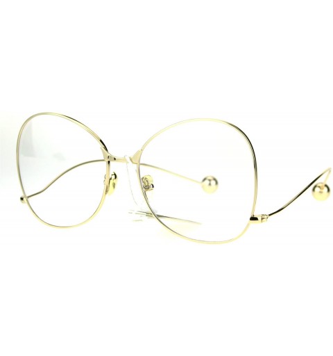 Butterfly Womens Metal Rim Drop Temple Swan Oversize Clear Lens Eye Glasses - Gold - CT17Z7KT6IG $13.93