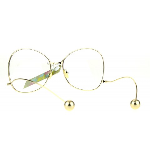 Butterfly Womens Metal Rim Drop Temple Swan Oversize Clear Lens Eye Glasses - Gold - CT17Z7KT6IG $13.93