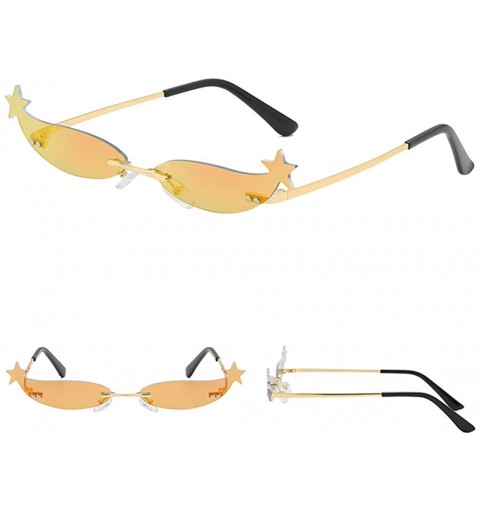 Square Women Novelty Sunglasses Mirrored Narrow Rimless Cateye Lens Retro Vintage Shades Eyeglasses - D - CM18U8A6TKQ $10.02