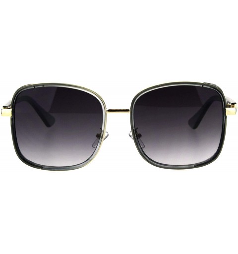 Rectangular Womens Rectangular Side Visor Boyfriend Racer Designer Sunglasses - Slate Gold Smoke - CQ18HU9R5W3 $11.85