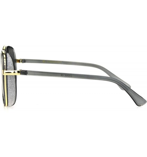 Rectangular Womens Rectangular Side Visor Boyfriend Racer Designer Sunglasses - Slate Gold Smoke - CQ18HU9R5W3 $11.85