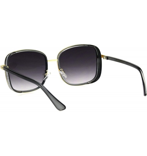 Rectangular Womens Rectangular Side Visor Boyfriend Racer Designer Sunglasses - Slate Gold Smoke - CQ18HU9R5W3 $11.85