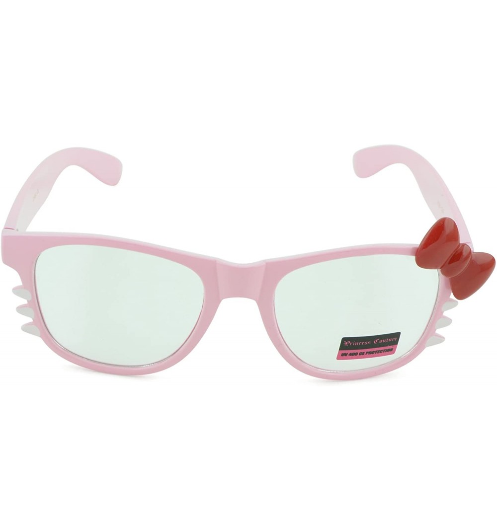 Square Women's Kitty Style Sunglasses with Whisker or Bow Accent - Pink-kitty - CN12D1CQDZL $10.23