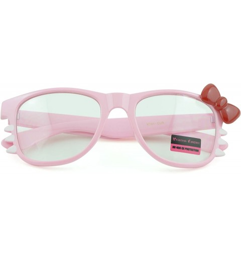 Square Women's Kitty Style Sunglasses with Whisker or Bow Accent - Pink-kitty - CN12D1CQDZL $10.23