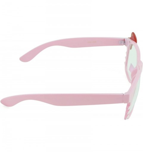 Square Women's Kitty Style Sunglasses with Whisker or Bow Accent - Pink-kitty - CN12D1CQDZL $10.23
