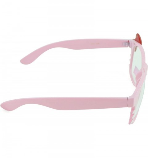 Square Women's Kitty Style Sunglasses with Whisker or Bow Accent - Pink-kitty - CN12D1CQDZL $10.23