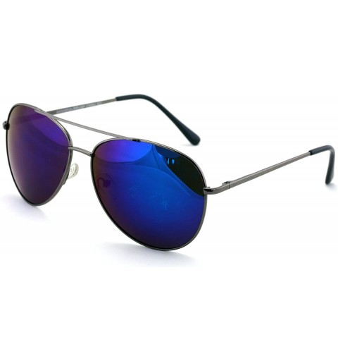 Aviator Polarized Mirror Aviator Sunglasses With Spring Hinge - Adult Standard Size - Lighweight - Gunmetal Purple Mirror - C...