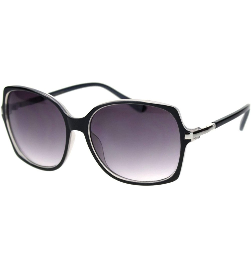 Square Womens Designer Style Sunglasses Slightly Curved Square Frame UV 400 - Black Frost (Smoke) - C418UDX5XI0 $9.16