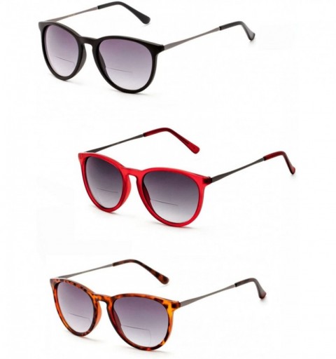 Round Pair Ingenious Bifocal Sunglasses Reading - Black/Tortoise/Red - C9186ORL2WA $13.88