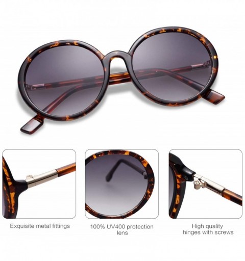Oversized Vintage Round Sunglasses for Women Classic Retro Designer Style SJ2121 - C3 Tortoise Frame/Gradient Grey Lens - CK1...