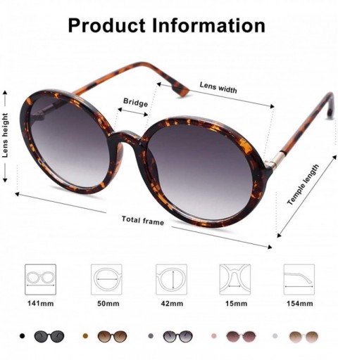 Oversized Vintage Round Sunglasses for Women Classic Retro Designer Style SJ2121 - C3 Tortoise Frame/Gradient Grey Lens - CK1...