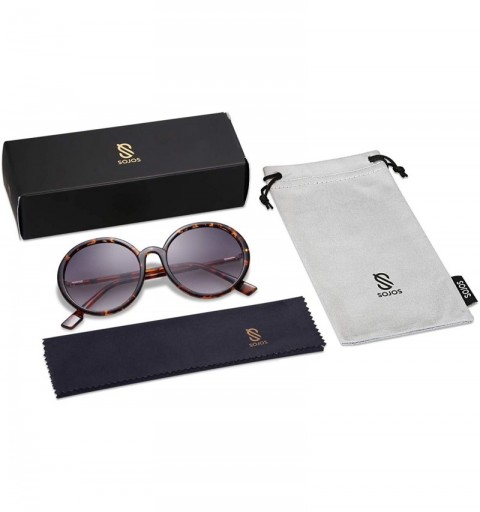 Oversized Vintage Round Sunglasses for Women Classic Retro Designer Style SJ2121 - C3 Tortoise Frame/Gradient Grey Lens - CK1...