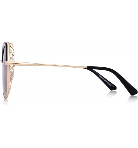 Cat Eye Classic Women's Polarized Sunglasses for Women Mirrored Lens - Black&gray - CU18RYKTZAI $20.71