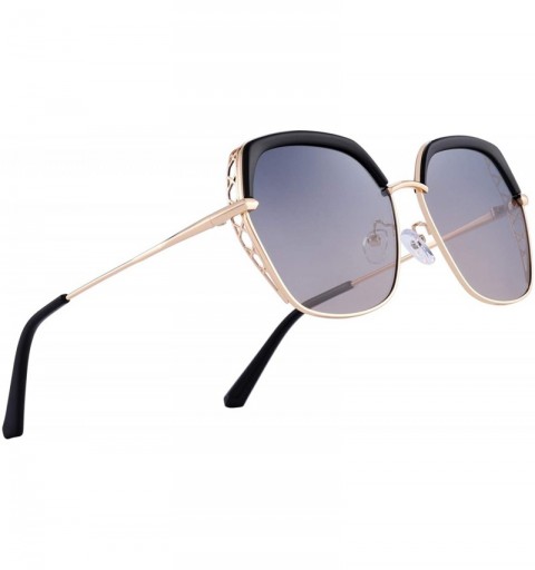 Cat Eye Classic Women's Polarized Sunglasses for Women Mirrored Lens - Black&gray - CU18RYKTZAI $20.71