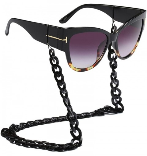 Oversized Oversized Frame Lady Travel Beach Sun Protect Sunglasses with Lanyard Chain - Floral&grey - CQ18DCC7KMQ $23.63