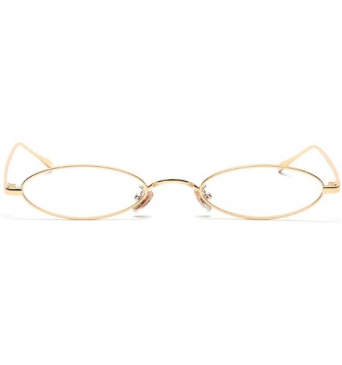 Round punk Small Oval Metal Frame Chic Clear Candy Color Lens Sunglasses - Gold-clear - C3189HIZA0L $13.75