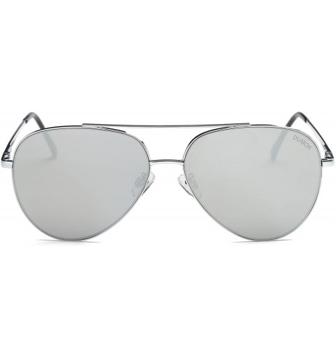 Round Aviator Sunglasses Unisex Flat Lens Mirrored Metal Classic Shades DSR003 - C3 Silver - CC184W6W0MH $15.73