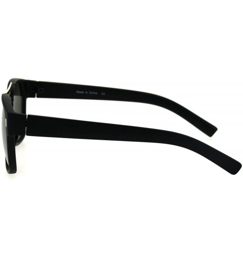 Rectangular Mens Retro Minimal Mob Rectangular Horned Plastic Sunglasses - Silver Mirror - C4184Y0WU4D $9.19