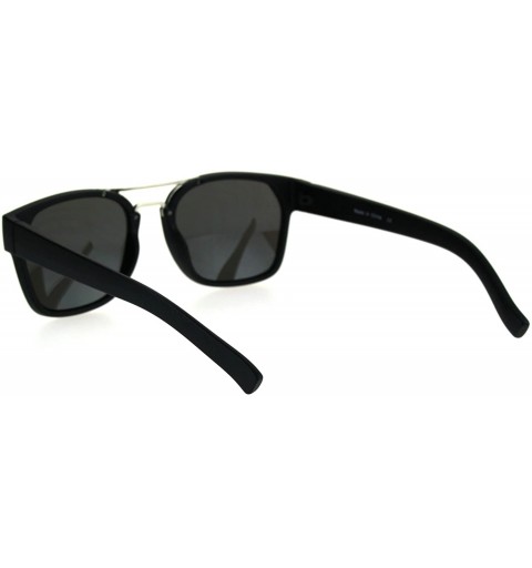 Rectangular Mens Retro Minimal Mob Rectangular Horned Plastic Sunglasses - Silver Mirror - C4184Y0WU4D $9.19