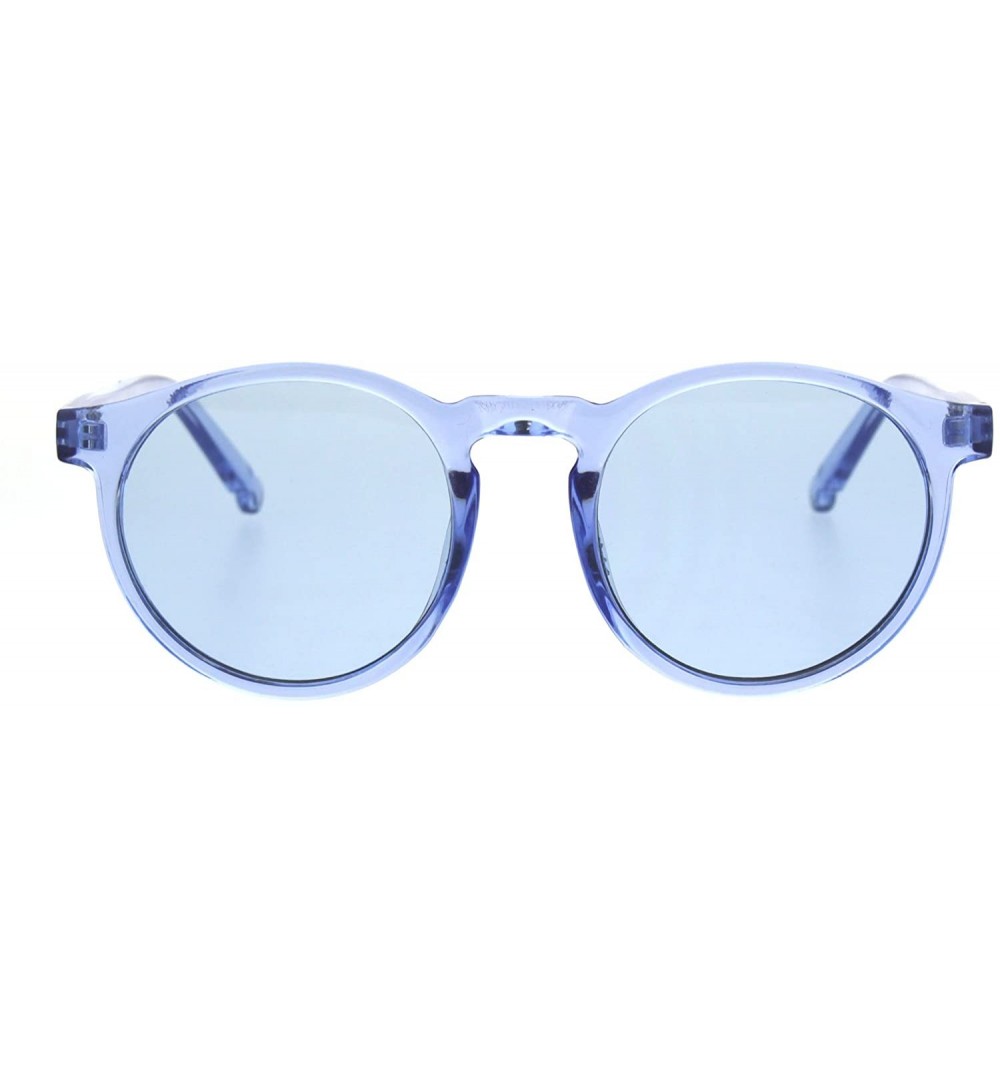 Round Hippie Pop Color Horned Keyhole Plastic Retro Sunglasses - Blue - CH185OWWATA $9.19