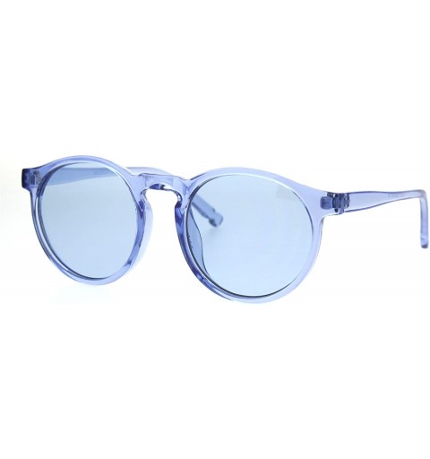 Round Hippie Pop Color Horned Keyhole Plastic Retro Sunglasses - Blue - CH185OWWATA $9.19
