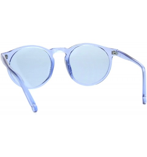 Round Hippie Pop Color Horned Keyhole Plastic Retro Sunglasses - Blue - CH185OWWATA $9.19