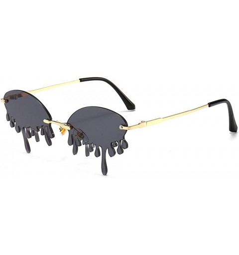 Rimless Rimless Retro Batman Vintage Fashion Style Sunglasses Steampunk Eyewear - Black Drop - CJ199IHME64 $33.38