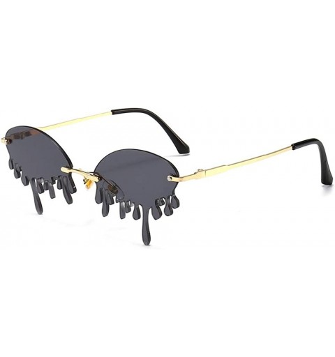 Rimless Rimless Retro Batman Vintage Fashion Style Sunglasses Steampunk Eyewear - Black Drop - CJ199IHME64 $16.47