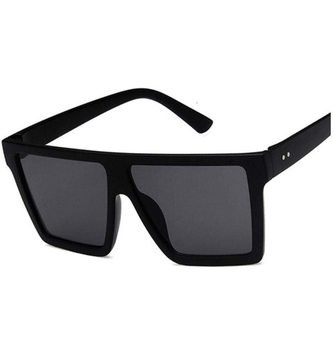 Square Vintage Oversize Square Sunglasses Luxury Brand Black Leopard Big Frame Sun Glasses Female Shades - Sand Black - C4197...