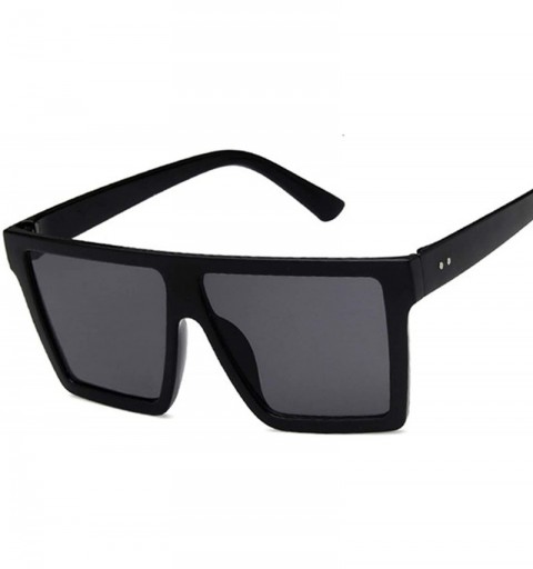 Square Vintage Oversize Square Sunglasses Luxury Brand Black Leopard Big Frame Sun Glasses Female Shades - Sand Black - C4197...